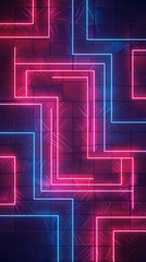 Wall Mural - Neon Glow Abstract Geometric Shapes on Cosmic Background