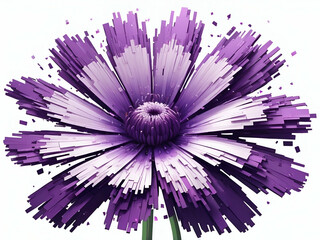 Wall Mural - abstract pixel purple flower disintegration on white background