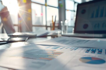 Poster - Close-Up of Charts and Graphs on a Desk in an Office