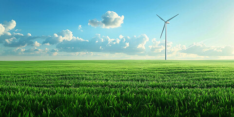 Wall Mural - Wind turbines in a green open field