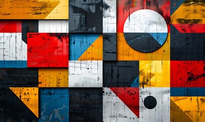 Wall Mural - bold geometric shapes and patterns in contrasting colors, ideal for modern and stylish designs