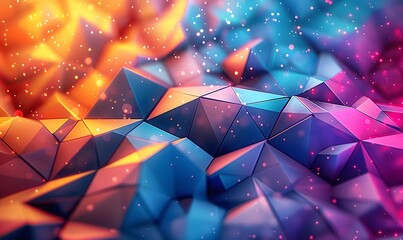 Wall Mural - dynamic and colorful polygonal patterns, great for contemporary and tech-themed visuals