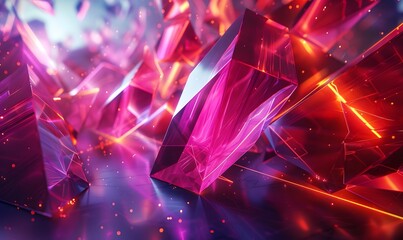 Wall Mural - dynamic neon geometric shapes creating a chaotic yet captivating visual effect
