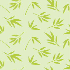 Wall Mural - Green bamboo leaves seamless pattern