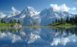 © olegganko - Picturesque Swiss Alps Lake Reflection On Sunny Day