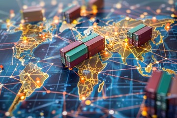 Illustration of a Complex Global Supply Chain Network Interconnecting Various Countries for Seamless Trade and Commerce