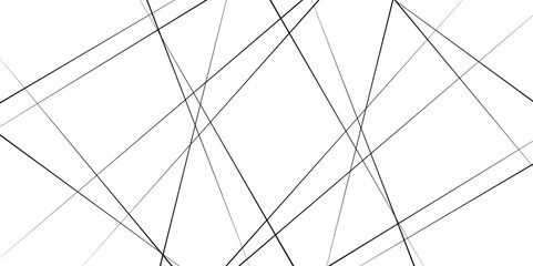 Wall Mural - Abstract lines in black and white tone of many random diagonal shapes on white background. Metal grid isolated on the white background.