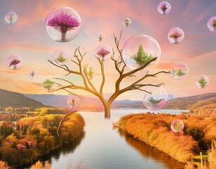 Wall Mural - Fantastical Landscape: Escapism into an Alternative Reality