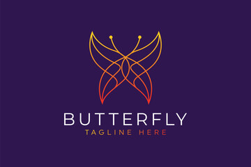 Wall Mural - Line Art Butterfly Logo