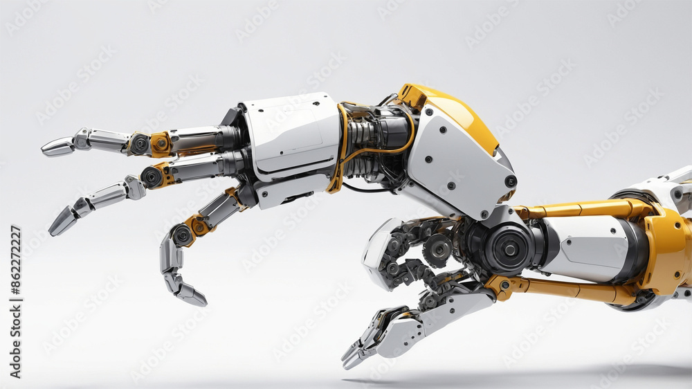 Innovation. 3D robot arm on white background. Mechanical hand ...