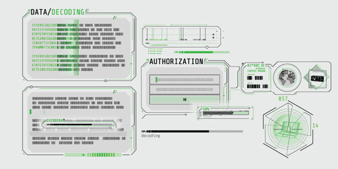 Wall Mural - data decoding program screen with authorization window.