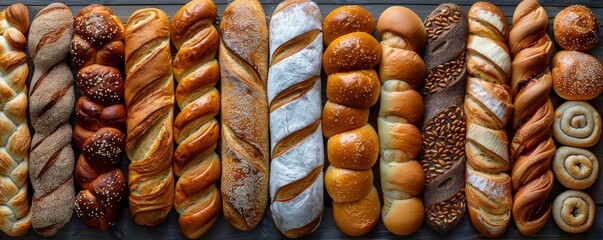 Loaf of bread on the shelf in the bakery