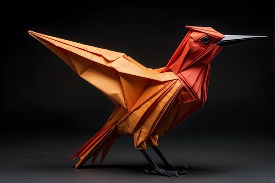 red and orange origami bird
