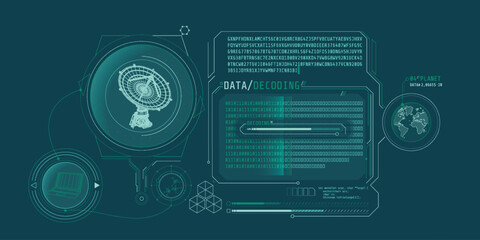 Wall Mural - interface screen for decoding radio telescope data.
