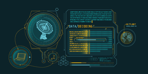 Wall Mural - interface screen for decoding radio telescope data.