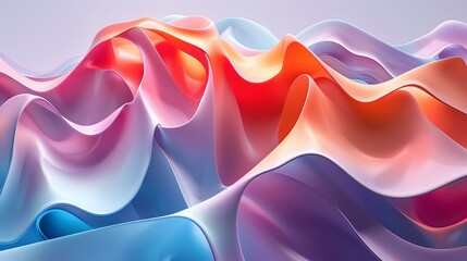 Wall Mural - Colorful 3D rendering of a mountainous landscape with smooth and fluid shapes