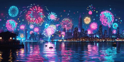 Wall Mural - 4th of July fireworks