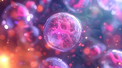 Wall Mural - 3d rendering of Human cell or Embryonic stem cell microscope background.