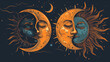 © Rabil - Sun and moon illustration, isolated vector symbol.