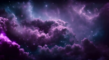 Wall Mural - Nebula Clouds Colourful Travel and Star Loop. 3D rendering. This Clip is a cloud colourful with star glow and camera fly to deep galaxy in a seamless loop.
