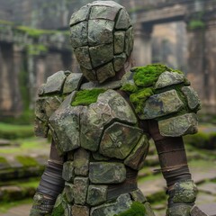 Wall Mural - Moss-covered stone warrior in forest