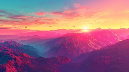 Wall Mural - sunset in the mountains