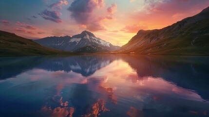 Wall Mural - sunset in the mountains