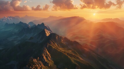 Wall Mural - sunset in the mountains