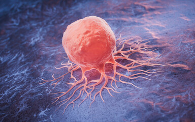 Sticker - Biological cancer cell and disease, 3d rendering.