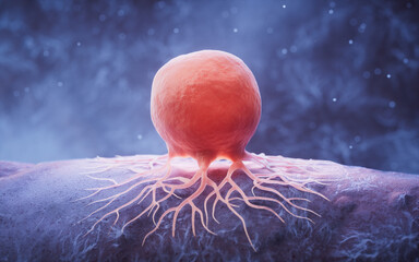 Sticker - Biological cancer cell and disease, 3d rendering.