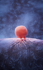 Sticker - Biological cancer cell and disease, 3d rendering.