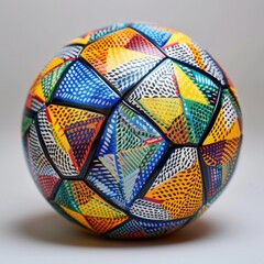 Canvas Print - Colorful Soccer Ball with Geometric Pattern