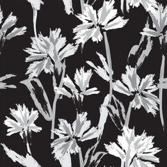 Wall Mural - Monochrome Abstract Floral Seamless Pattern Design