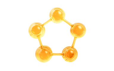 Sticker - Molecule and golden liquid bubble, 3d rendering.