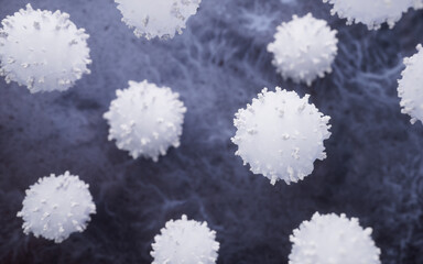 Sticker - Lymphocytes and biological immune system, 3d rendering.