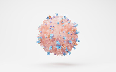 Sticker - Lymphocytes and biological immune system, 3d rendering.