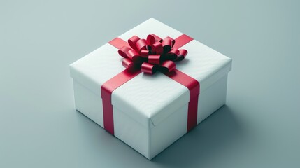 Poster - White Gift Box With Red Ribbon and Bow