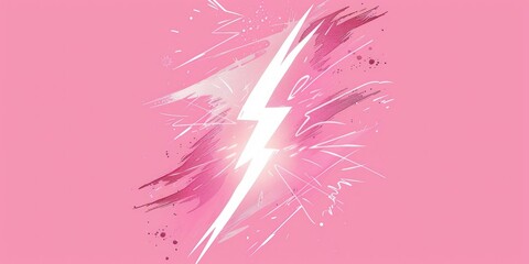 Sticker - Abstract Lightning Bolt on Pink Background