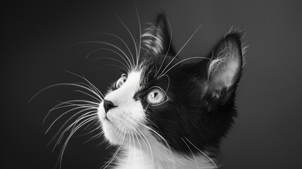 Wall Mural - Portrait of an adorable tuxedo cat