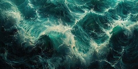 Wall Mural - Abstract Painting of Ocean Waves