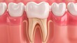 © admin_design - Close-up of a human tooth with gum tissue, showing the root and crown.  Suitable for dental and medical illustrations.