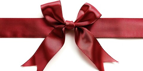 Wall Mural - Red Satin Ribbon Bow on White Background