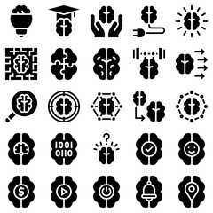 Wall Mural - Mind Process Solid Icon Set, Vector Illustrations in Filled Design