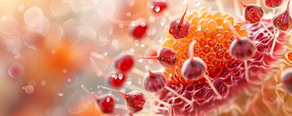 Wall Mural - Abstract Red and Orange Bubbles