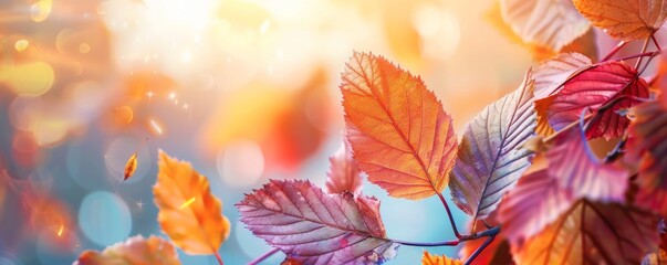 Wall Mural - Autumn Leaves in Golden Sunlight
