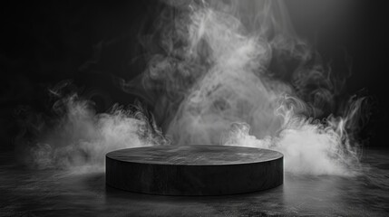 Wall Mural - Black Platform with Smoke and Spotlight Effect