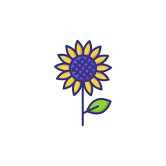 Wall Mural - Sunflower line icon. Nature, botany, beauty, Flower concept. Vector illustration can be used for topics like nature, beauty, biology