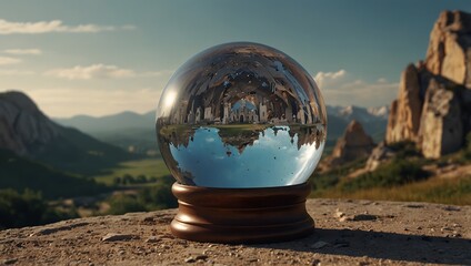 A scene of a prophetic crystal ball unveiling the fate of a kingdom  ai_generated