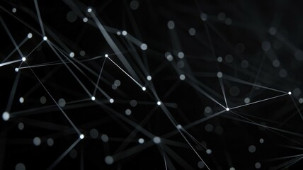 Wall Mural - Abstract visualization of dynamic network connections with glowing nodes and lines on a dark background. AIG53M