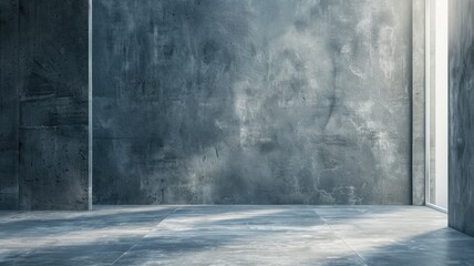 Wall Mural - Empty modern room with concrete walls and large window allowing natural light